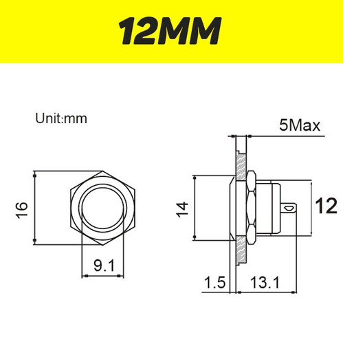 Short mini push button - mini,